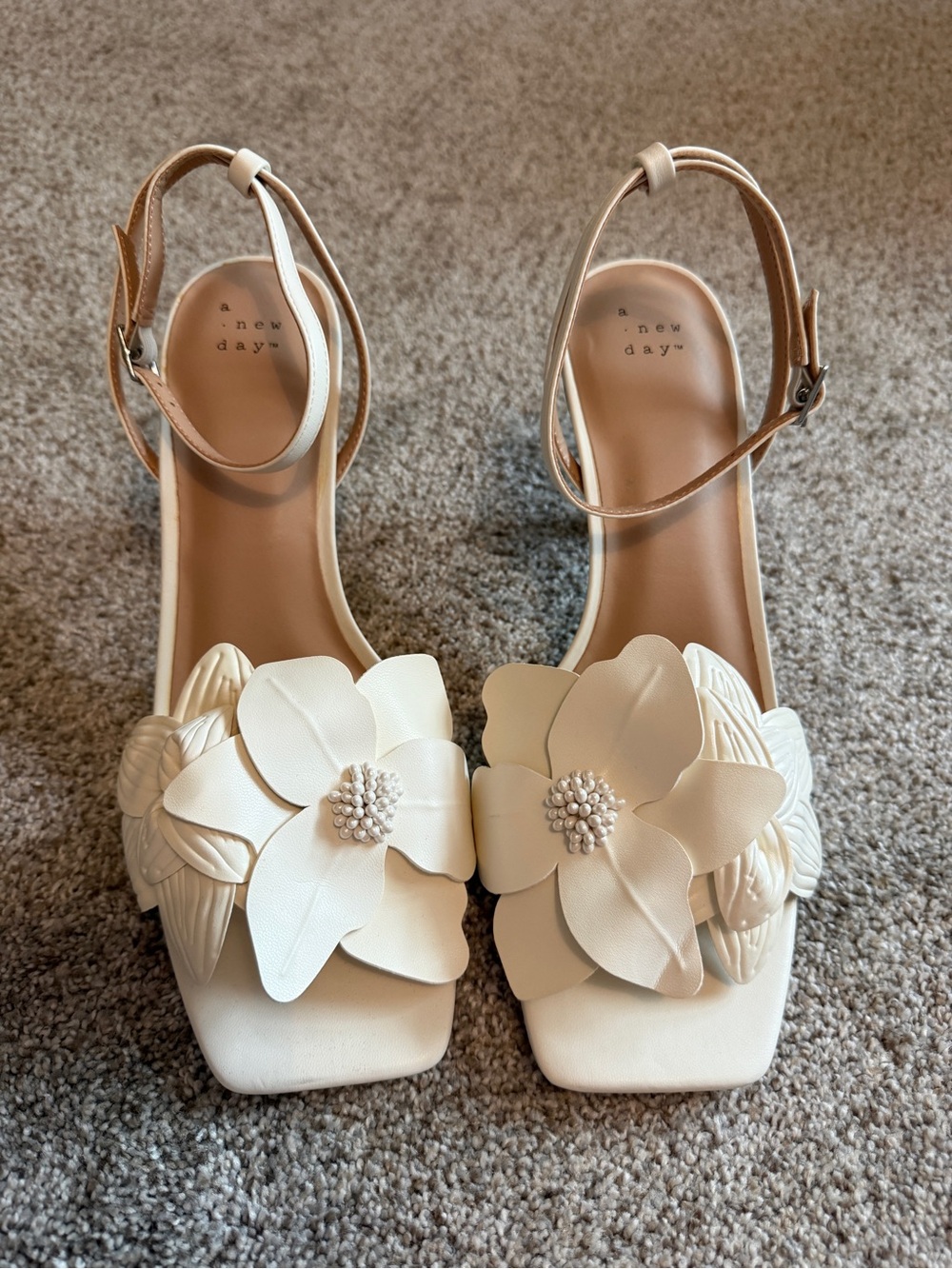 a new day Ivory Floral Ankle-Strap Sandals